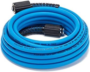 FIXFANS Pressure Washer Hose – 1/4'' X 25 FT High Power Extension Kink & Wear Resistant for Replacement Compatible with M22 Fittings 3600PSI Blue