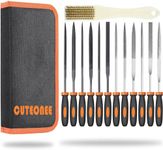 Needle Files Set 12PCS with 6 Steel File, 6 Diamond File, Premium Grade T12 Drop Forged Alloy Steel, Metal File Set with Cleaning Metal Brush & Carrying Case for Wood and Metal Work DIY