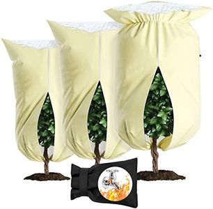 AirsFish Upgrade Plant Cover Freeze Protection, 3 Packs 3 Sizes 47x72”+39x47”+39x32” Thicken 3oz/yd² Trees Frost Blankets Drawstring Bag Reusable for Potted Winter Cold Garden Supplies