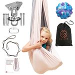 SAVOIZ Sensory Swing - Therapy Hammock Autism, ADHD, Aspergers - Double Layer Reversible Pink and Grey - Hardware Included - Indoor Swing - Outdoor Swing - Kids Sensory Swing