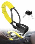 Tevlaphee Steering Wheel Lock Seat Belt Lock Universal Anti Theft Car Device Car Lock Car Theft Prevention with 3 Keys for Car Security Fit Most Vehicles Truck SUV Van(Yellow)