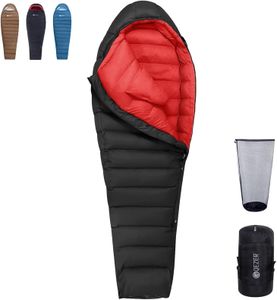 QEZER Winter Down Sleeping Bag – Black, Cold Weather Camping