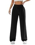 Kiench Teens Girls' Straight Leg Sweatpants High Waisted Baggy Joggers Drawstring US/CA Pants Size 18-20/15-16 Years, Black