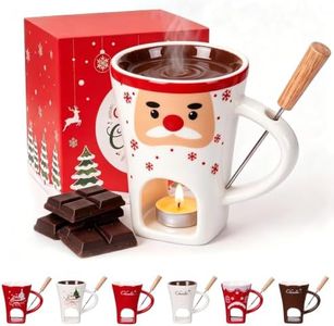 Chocolate Melting Cup with Forks, 130ml Ceramic Fondue Mug for Cheese & Chocolate Dipping, Perfect Fondue Pot Set for Birthday Date Night Wedding Gifts