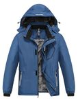 MoFiz Kids Waterproof Ski Jacket Winter Hooded Coat Fleece Lined Jackets Windproof Snow Puffer Jacket 14-16 Years Denim Blue L