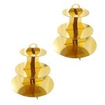 2 Pack 3 Tier Cardboard Cake Stand, Three Tiered Paper Afternoon Tea Stands color Disposable Cupcake Holder Round Dessert Stands for Party Wedding Birthday Baby Shower Anniversary (Paper Gold)