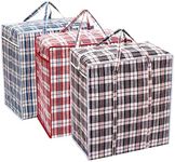 3 Pack Large Storage Laundry Bags Checkered Travel Duffel Storage Bag with Zipper and Handles for Comforters, Clothes, Bedding(70X75X30CM)