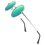 FEISEDY Retro Round Polarized Sunglasses Women Men Spring Hinge Metal Frame, Small Circle Hippie Sun Glasses B2528