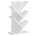 VASAGLE Tree Bookshelf, 5-Tier Floor Standing Bookcase, Space-Saving Corner Shelf, with Wooden Shelves for Bedroom, Living Room, Home Office, Cloud White LBC183T14