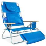 Ostrich the Deluxe 3N1 Lightweight Lawn Beach Reclining Lounge Chair with Footrest, Outdoor Furniture for Patio, Balcony, Backyard, or Porch, Blue