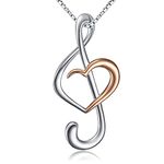 DAOCHONG (Musical Note Necklace Pendant 925 Sterling Silver Jewelry for Women, 18 Inch, Sterling Silver, No Gemstone
