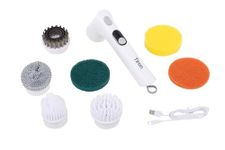 TIRON THS Electric Spin Scrubber | 16Kg Torque for Powerful Scrubbing, 7 Interchangeable Brushes for Kitchen, Bathroom and Floor Cleaning | 90 Min Run Time | Rechargeable 2500mAh Battery
