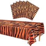 Jungle Safari Animals Party Tablecloth and Napkins Set,21P Tiger Print Party Tableware Set Table Decorations, Plastic PVC Tablecover and Serviettes for Kids Jungle Safari Zoo Animals Party Supplies