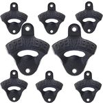 Jumiok Black Cast Iron Beer Bottle Opener Wall Mounted Bottle Cap Opener for Man Cave Patio DIY Cooler (Pack of 8)