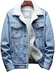 Omoone Men's Lapel Sherpa Fleece Lined Thicken Denim Jean Trucker Jacket Coats (0176-Light Blue-L)