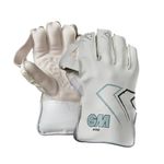 Gunn & Moore GM Cricket Wicket Keeping Keeper Gloves | 606 | PU Faux Leather Back of Hand | PU Lining & Pimple Rubber Palm | Adult | 1 Pair, White