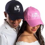 MAGIC King and Queen Cotton Cap for Men and Women. Birthday Anniversary Wedding Engagement Gift for Husband Wife Girlfriend Boyfriend Multicolour