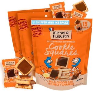 Michel et Augustin Cookies, Individually Wrapped Snacks, 3 Pack, Gourmet Milk Chocolate & Caramel Shortbread, 15 French Butter Cookies per bag
