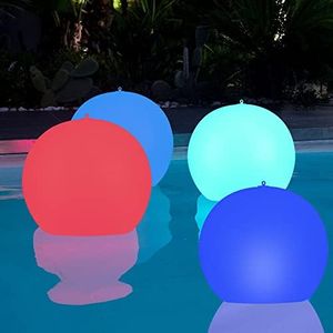 Blibly Solar Floating Pool Lights, 2 Pack 14 inch Solar Powered Waterproof Color Changing Inflatable Swimming LED Glow Ball Light