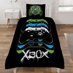 Coco Moon Xbox Green Black Blue Gaming Single Double or King Bed Duvet Bedding Set Genuine Microsoft Gamer Xbox Merchandise Gifts (Overlay, Single)