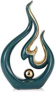 Statue Abstraite en céramique Or Vert - Accent décoratif pour Salon, Salle à Manger et Bureau - Pièce maîtresse d'art Moderne pour Table Basse, Meuble TV - Anniversaire, Cadeau de Mariage