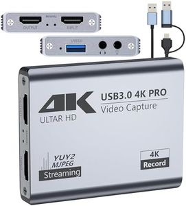 Video Capture Card, USB 3.0 High-Speed Interface, 1080P 60FPS/2K 30FPS/4K 18FPS Game Capture Recording, Compatible for PS5/Switch/Xbox/Camera/PC/OBS, Supports 4K 60FPS HDMI Loop-Out & Microphone Input
