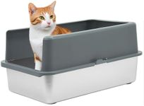 iPrimio Enclosed Sides Stainless Steel Litter Box, 2 pk - XL for Big Cats - Stainless Easy Cleaning High Sided Litter Box, 2 Pan with 2 Enclosures