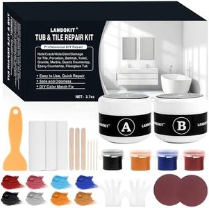 LANBOKIT Tile & Fiberglass Tub Repair Kit(Color Matching), Porcelain Sink Repair Kit, Countertop Repair Kit for Granite, Marble, Quartz, Ceramic & Shower Repair Kit for Chips, Cracks, Scratches, Holes