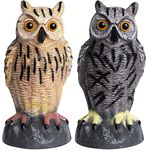 Galashield Owl Decoy | Plastic Owls to Scare Birds Away | Owl Statue for Garden & Outdoors [Set of 2]