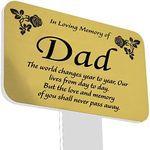 Dad Memorial Grave Marker Plaque with Engraved Poetry for Father “in Loving Memory of Dad”, Cemetery Ground Stake Sign Decoration, Gold Plaque, Clear Stake