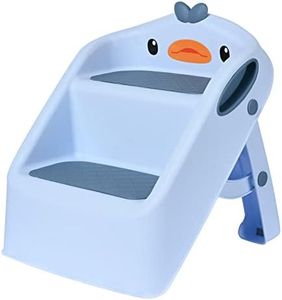 LIVINGbasics Folding Toddler Step Stool with Grip Handle for Potty Training and Bathroom Sink