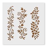 Kainchi Baba India Floral Border Design Set of 3 Stencils for Art and Craft Painting Small Size 6x6 inch Reusable Stencil for Painting, Fabric, Glass, Wall Painting, and Craft Painting