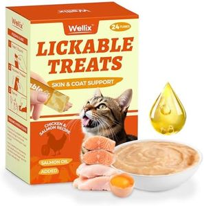Wellix Lickable Squeeze Up Cat Treats - Salmon Oil Flavor with Chicken Kitten Snacks(24 Count) - Cats Tube Treats for Joint Support & Healthy Skin