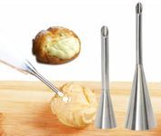 AUTOWRAP Cream Icing Piping Tip Stainless Steel, Chocolate Filling Nozzle for Pasty, Puff, Cream Roll, Dessert, Doughnut, Eclair, Cupcake, Fondant Cake Decorating Long Bakeware Tip Nozzle Set of 2