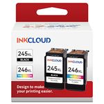 Ink Cartridges Compatible with Canon PG-245XL CL-246XL PG-243 CL-244 for Canon Pixma MX492 MX490 MG3022 MG2920 MG2522 TR4520 TS3122 TS202 MG2420 MG2520 MG2922 IP2820 Printer Ink (1 Black,1 Tri-Color)