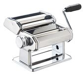 World of Flavours Pasta Maker, Manual Pasta Machine with 9 Adjustable Thickness, Italian Deluxe Double Cutter, Stainless Steel