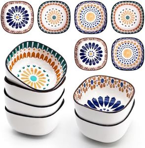 UPZAI Juego de 6 Cuencos Aperitivos: Ø 9,2 cm Cuenco Pequeños de Salsa - 150 ml Mini Bol Ceramica para Salsa Soja Aceitunas Tapas Fruto Secos Postre (Bohemian)