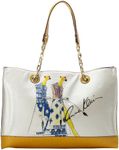 Anne Klein Signature Tote Shoulder Bag, Ivory/Navy/Golden Rod, One Size