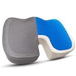 Gel Enhanced Ergonomic Cushion for All-Day Sitting Comfort – Orthopedic Gel & High-Density Memory Foam Coccyx Cushion for Tailbone Pain – Car Seat Cushion – Sciatica & Back Pain Relief (Gray)