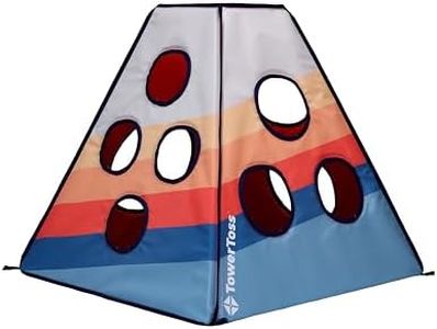 TowerToss 360° Portable Outdoor Toss Game, 4 Sided Folding Tower with 8 Bean Bags & Carry Case, Family Friendly Lawn Game for Beach, Tailgating & Backyard Fun - Ages 8+, 2-4 Players