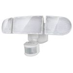 Battery Powered LED Flood Light Outdoor, 1800LM Motion Sensor Security Lights, 5000K, IP65 Waterproof, Wireless Flood Light Battery Operated, 3-Head Motion Detector Light for Outside (White, 1Pack)