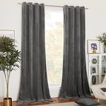 NICETOWN Grey Velvet Curtains - Classic Velvet Woven Home Theater Grommet Top Thermal Insulated Room Darkening Drapes (2 Panels, W52xL84 inches, Grey)