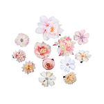 12PCS Multicolor Bohemian Flower Hair Clips Rose Hair Barrettes Artificial Hair Flower Clip Boho Bride Claw Clip Hairpin Hair Accessories for Girls and Women