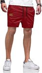 JMIERR Mens Shorts Casual - Cotton Drawstring Summer Beach Stretch Twill Chino Golf Dress Shorts with Pockets Elastic Waist, M, A4 Red