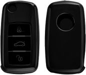 kwmobile Key Cover Compatible with VW Skoda SEAT 3 Button Car Key - Soft TPU Car Key Fob Protector Case - Anthracite High Gloss