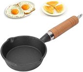 10CM Casting Iron Pan, Mini Egg Frying Pan, Flat Bottomed Pancake Pan, Safe for Gas, Electric and Induction Cooktops, Making Fried Eggs, Pancakes, Panin