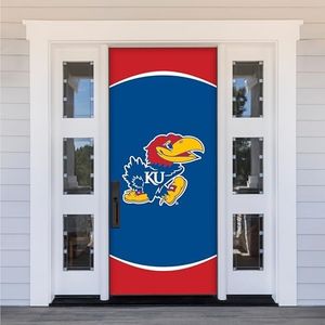 Kansas Jayhawks College Sports Printed Front Door Banner - NCAA Licensed - Durable Vinyl - School Banner (Blue, Red) (36" x 80")