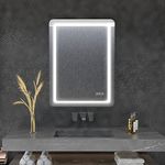 furduzz 28x20 Inches Bathroom LED Mirror,Lighted Bathroom Vanity Mirror with Touch Button,3 Colors Light Dimmable,Anti-Fog,Memory Dimming Function Wall Mounted Mirror,Vertical/Horizontal