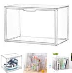 Hukimoyo 1PC Acrylic Box Transparent for Display With Magnet Door Lid Shoe Storage Box Organizer Universal Size Shoe Box containers Clear Stackable Shoe Boxes And Handbag Storage for Men and Women