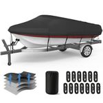 MR. COVER Boat Cover 17-19FT, Waterproof Marine Grade Polyester, Fits V-Hull, Tri-Hull, Bass Boat, Beam Width up to 96 Inch, Black